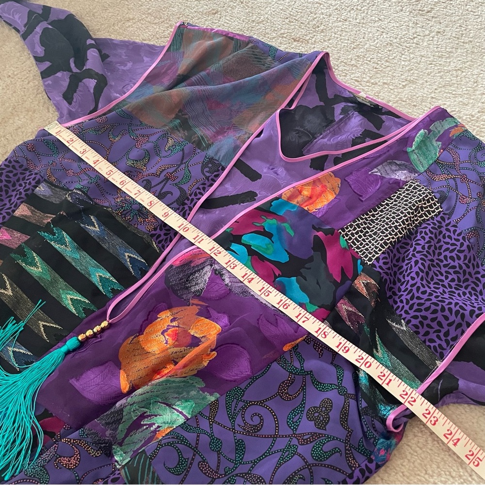 Vintage Shepherds Colorful Patchwork silk blend 70s 80s Made in Australia silky - Picture 13 of 14